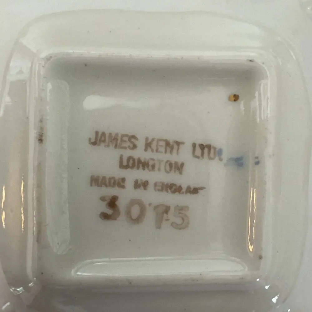 VTG James Kent Longton England 2 Pin Dish Ruffle Edge Trinket Dish Floral Roses